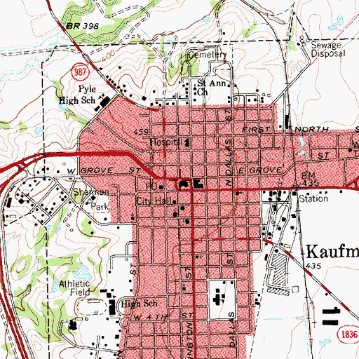 Topographic Map of Kaufman County Constable's Office Precinct 4, TX