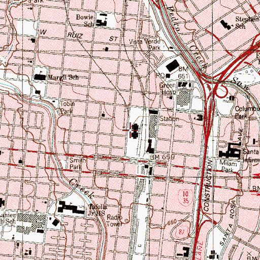 Topographic Map of Bexar County Sheriff's Office, TX