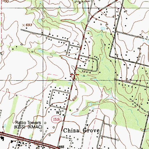 Topographic Map of China Grove Police Department, TX