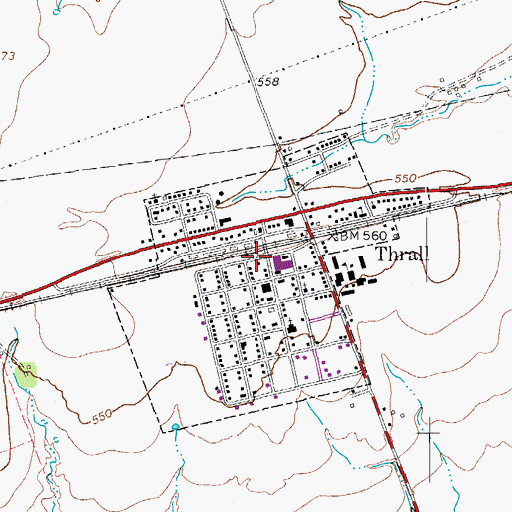 Topographic Map of Thrall Police Department, TX