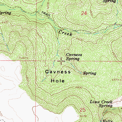 Topographic Map of Cavness Spring, AZ