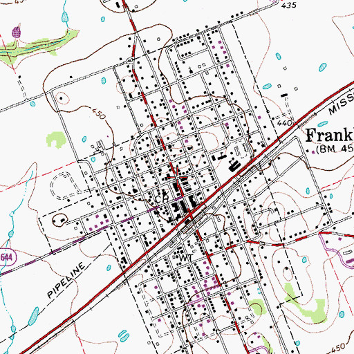 Topographic Map of Franklin Police Department, TX