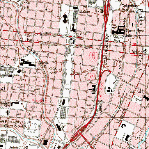 Topographic Map of San Antonio Police Department - Central Substation, TX