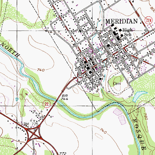 Topographic Map of Bosque County Sheriff's Office, TX