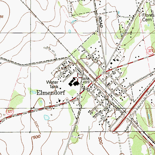Topographic Map of Elmendorf Police Department, TX