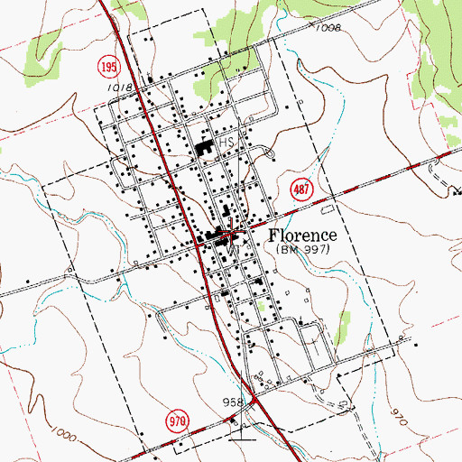 Topographic Map of Florence Police Department, TX