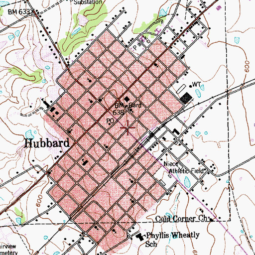 Topographic Map of Hubbard Police Department, TX