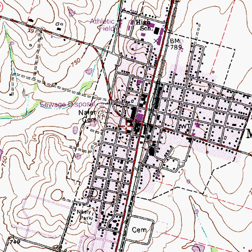 Topographic Map of Moody Police Department, TX