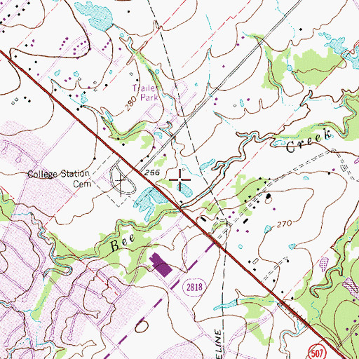 Topographic Map of College Station Police Department, TX
