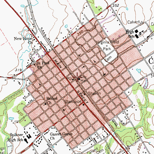 Topographic Map of Calvert Police Department, TX