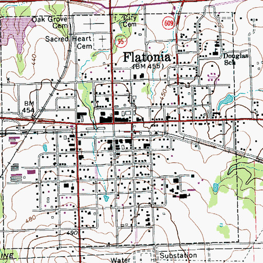 Topographic Map of Flatonia Police Department, TX