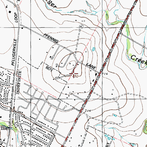 Topographic Map of Pflugerville Police Department, TX