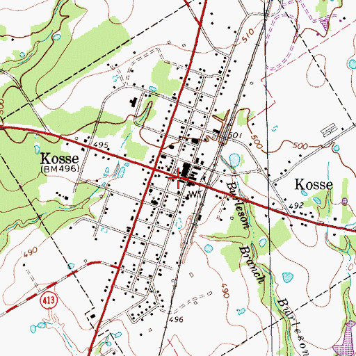 Topographic Map of Kosse Police Department, TX