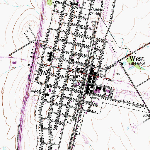 Topographic Map of West Police Department, TX