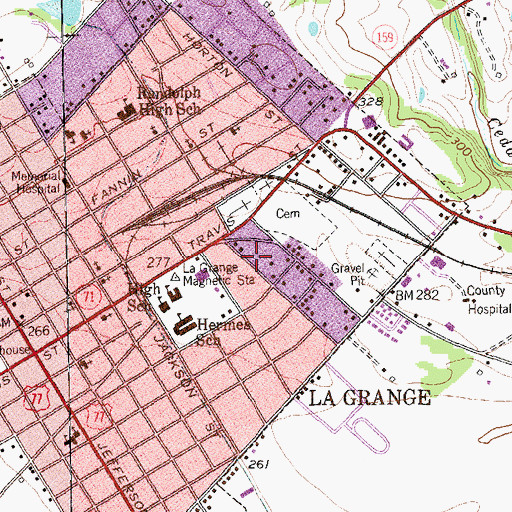 Topographic Map of La Grange Police Department, TX