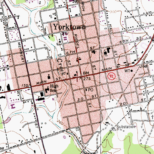 Topographic Map of Yorktown Police Department, TX