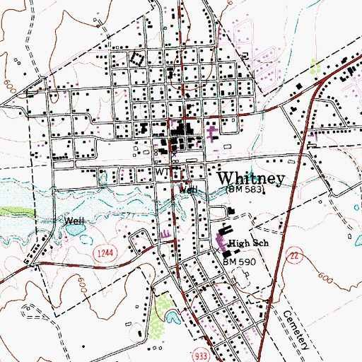 Topographic Map of Whitney Police Department, TX