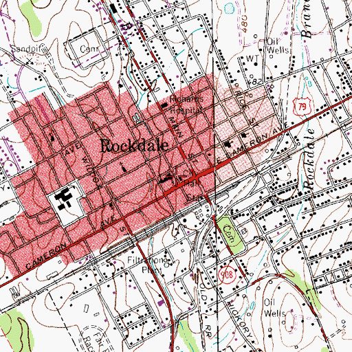 Topographic Map of Rockdale Police Department, TX