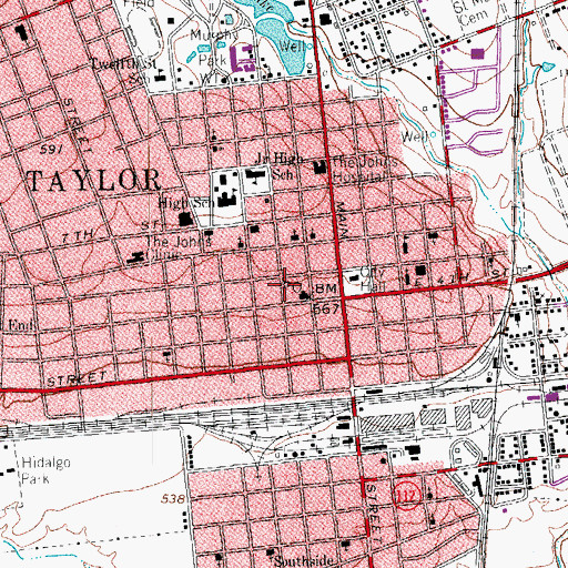 Topographic Map of Williamson County Sheriff's Office East Substation, TX