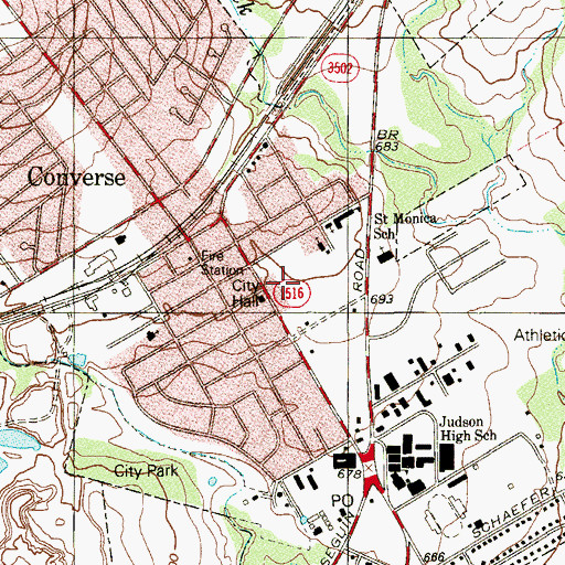 Topographic Map of Converse Police Department, TX