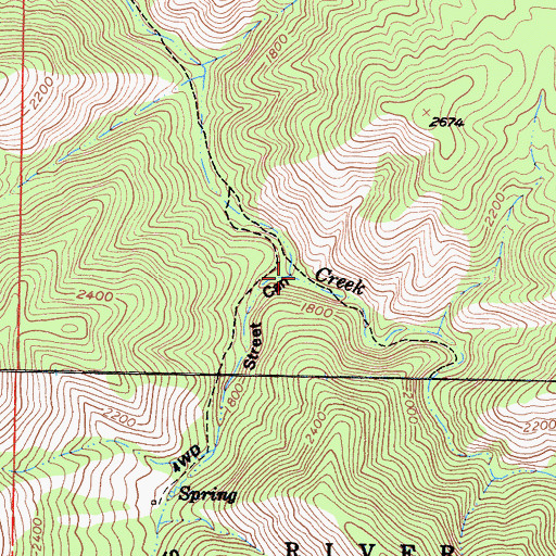 Topographic Map of Street Canyon, CA
