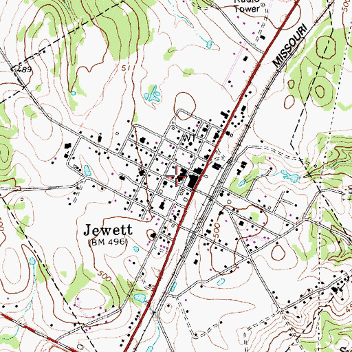 Topographic Map of Jewett Police Department, TX