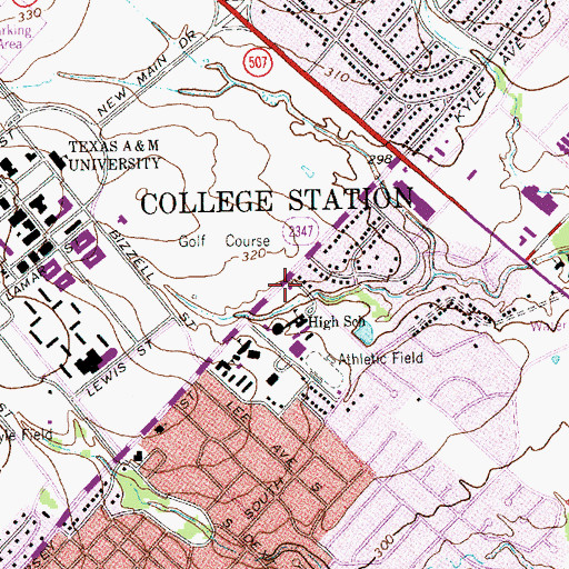 Topographic Map of Brazos County Constable's Office Precinct 3, TX