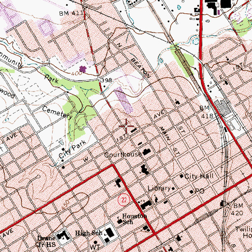 Topographic Map of Corsicana Independent School District Police Department, TX