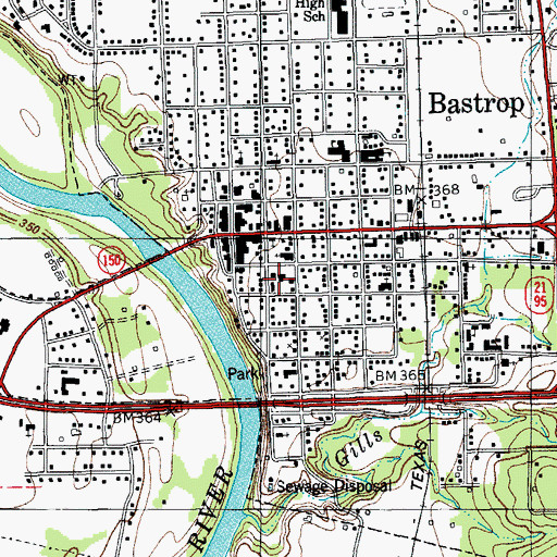 Topographic Map of Bastrop County Constable's Office Precinct 1, TX