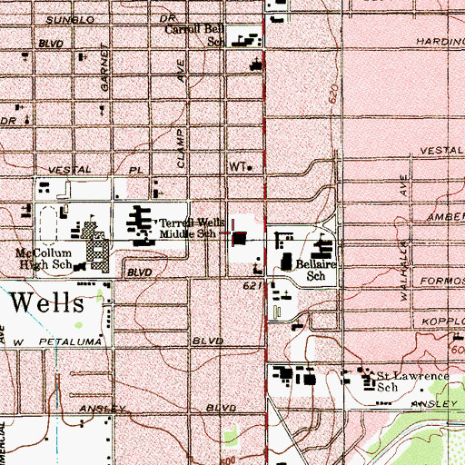 Topographic Map of Bexar County Constable's Office Precinct 1, TX