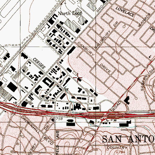 Topographic Map of Bexar County Constable's Office Precinct 3, TX