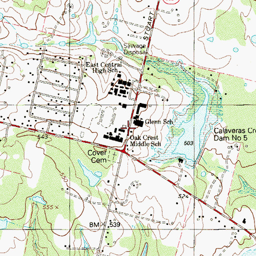 Topographic Map of East Central Independent School District Police Department, TX