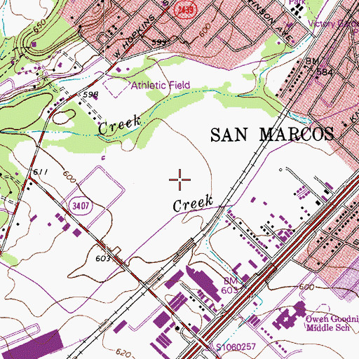 Topographic Map of Hays County Constable's Office Precinct 1, TX