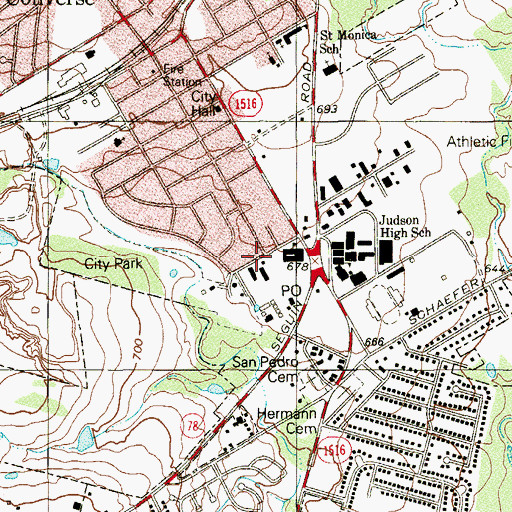 Topographic Map of Judson Independent School District Police Department, TX