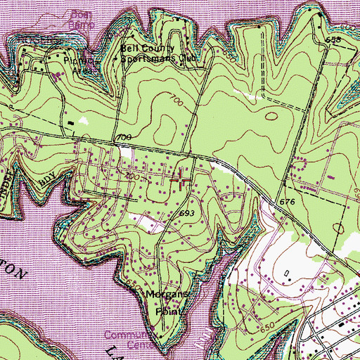 Topographic Map of Morgan's Point Resort Police Department, TX