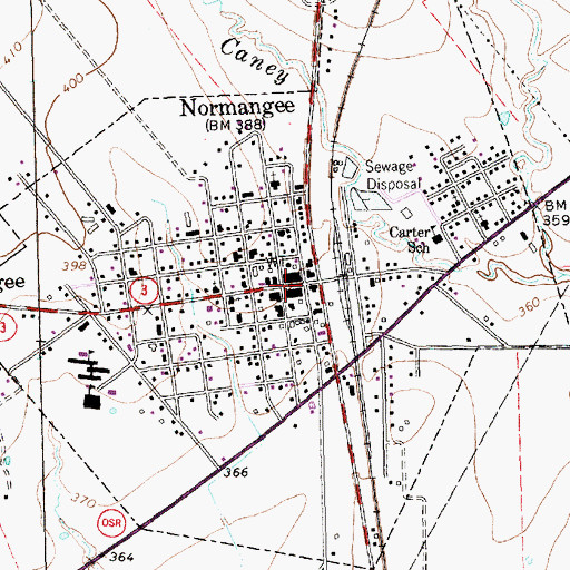 Topographic Map of Normangee Police Department, TX