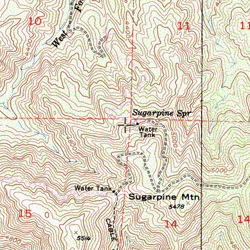 Topographic Map of Sugarpine Spring, CA