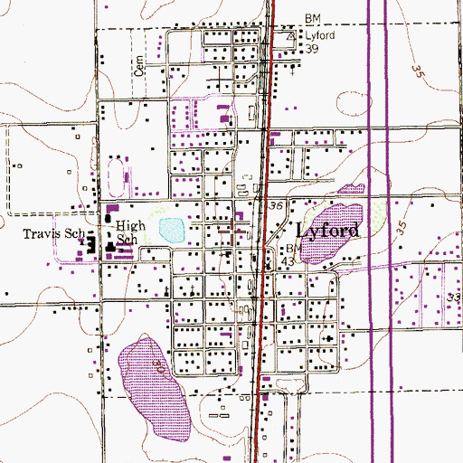 Topographic Map of Lyford Police Department, TX