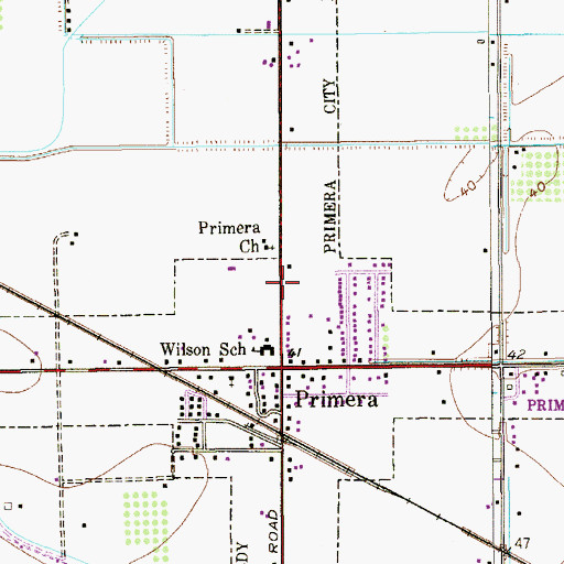 Topographic Map of Primera Police Department, TX