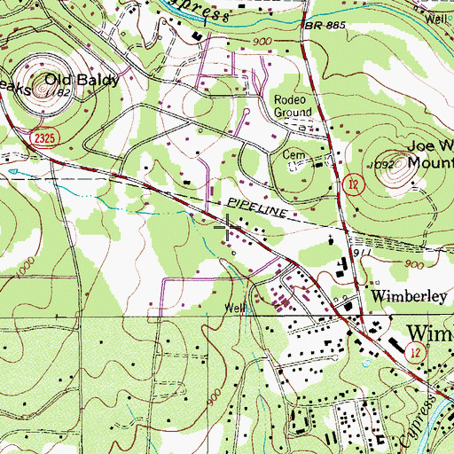Topographic Map of Hays County Sheriff's Office Wimberley - Lions Field Substation, TX