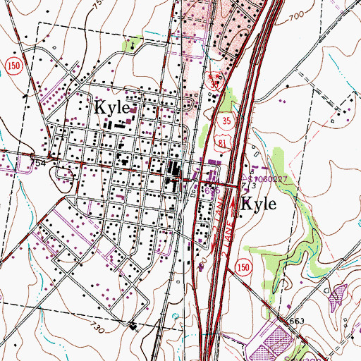 Topographic Map of Hays County Sheriff's Office Kyle Substation, TX