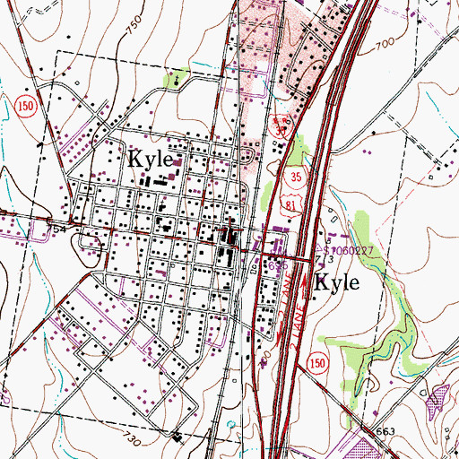 Topographic Map of Kyle Police Department, TX