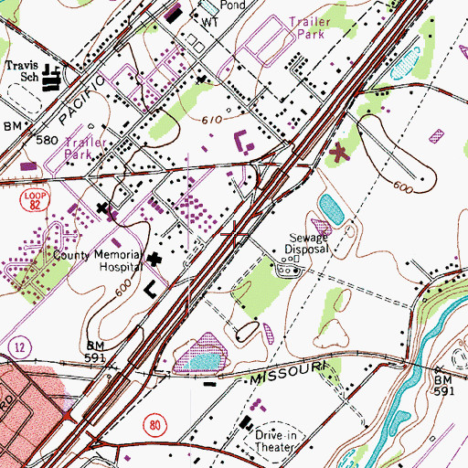 Topographic Map of Texas Department of Public Safety Troopers Office, TX