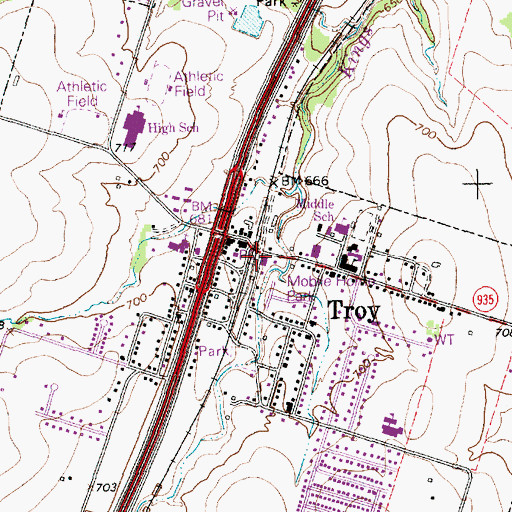 Topographic Map of Troy Police Department, TX