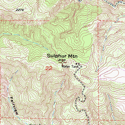 Topographic Map of Sulphur Mountain, CA