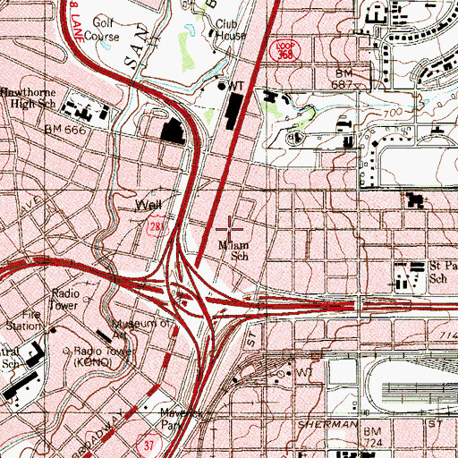 Topographic Map of San Antonio Independent School District Police Department, TX