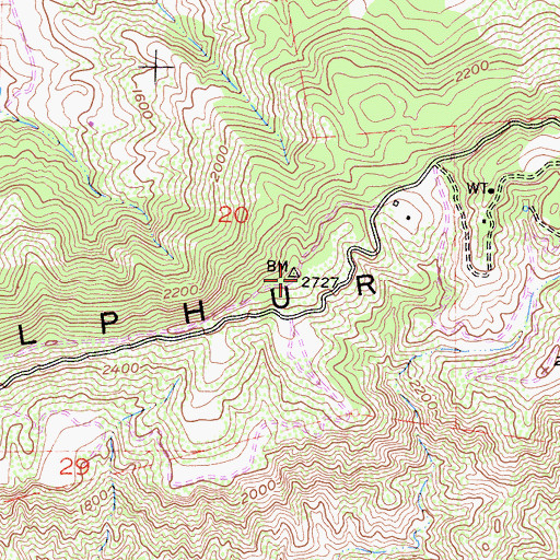 Topographic Map of Sulphur Mountain, CA