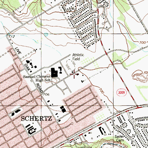 Topographic Map of Schertz - Cibolo - Universal City Independent School District Police Department, TX