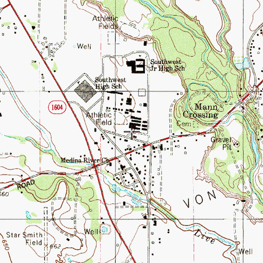 Topographic Map of Southwest Independent School District Police Department, TX