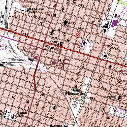 Topographic Map of Temple Police Department, TX